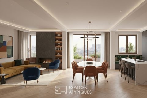 Duplex et sa terrasse sur les toits avec vue Cathédrale