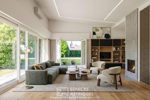 Maison d&rsquo;architecte esprit Mid-Century à rénover et son jardin arboré