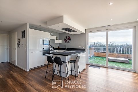 Contemporary attic and its terrace
