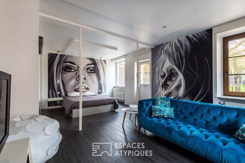 Renovated farmhouse and its guest rooms
