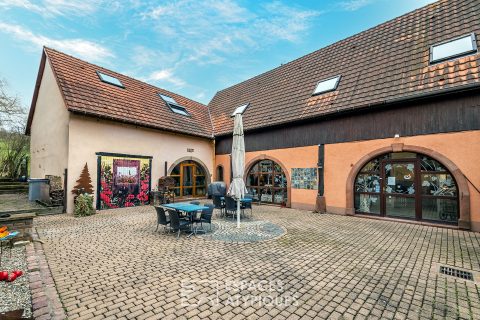 Renovated farmhouse and its guest rooms