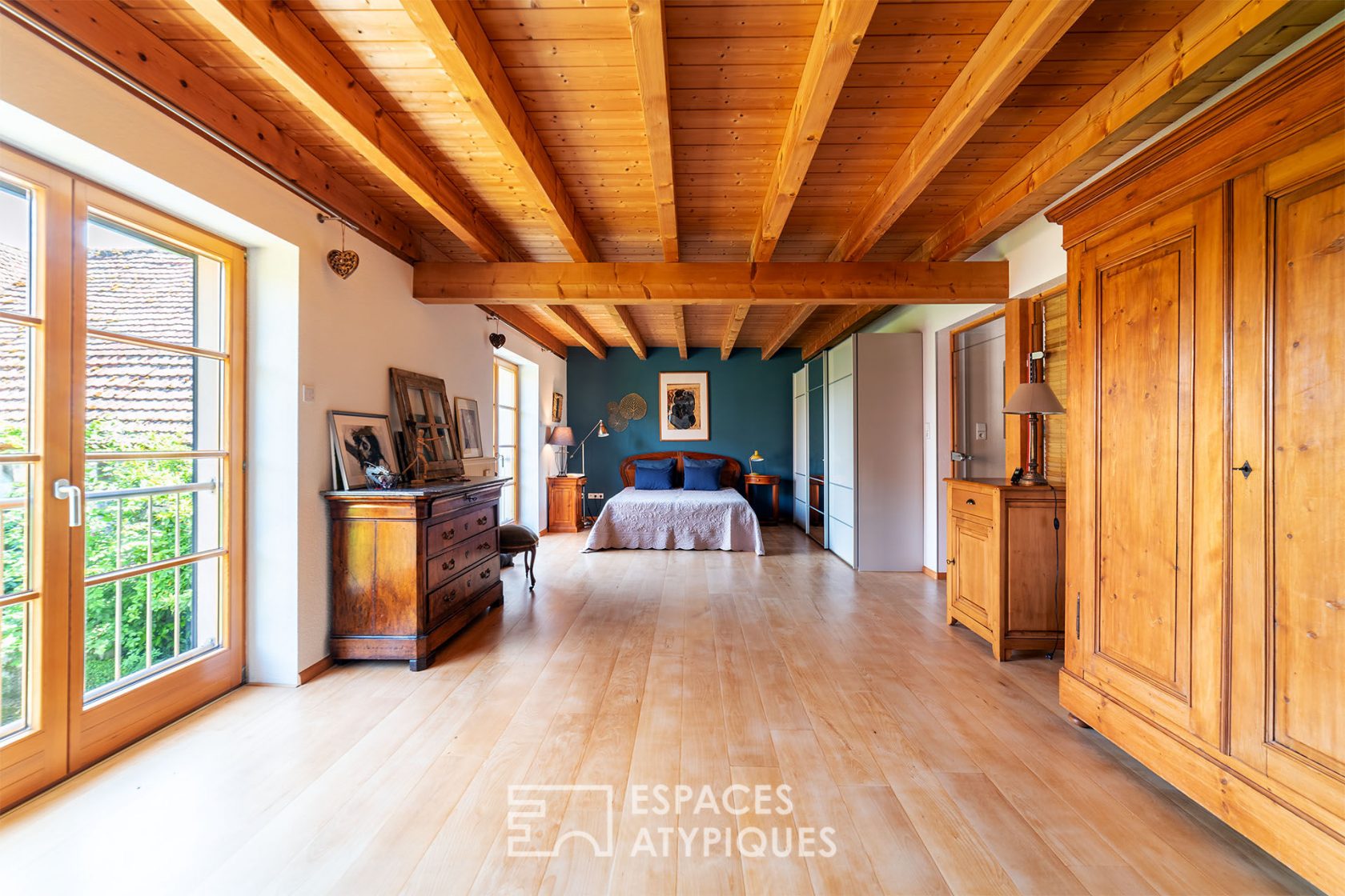 Renovated farmhouse and its guest rooms
