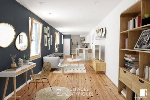 Duplex rénové lové sous les toits