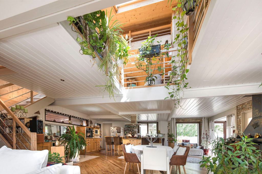 Wooden architect house by a lake