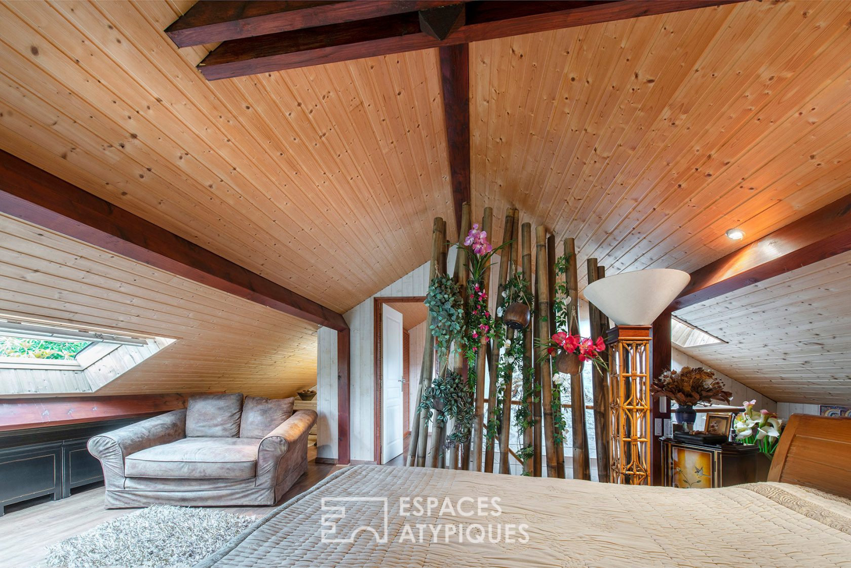 Wooden frame house with breathtaking view of a lake