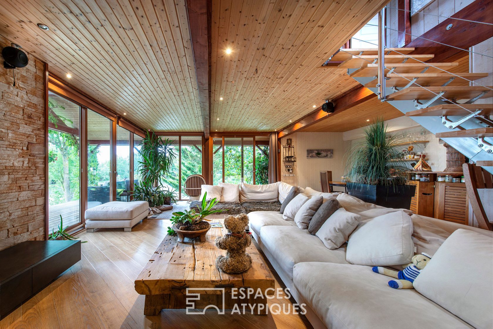 Wooden frame house with breathtaking view of a lake