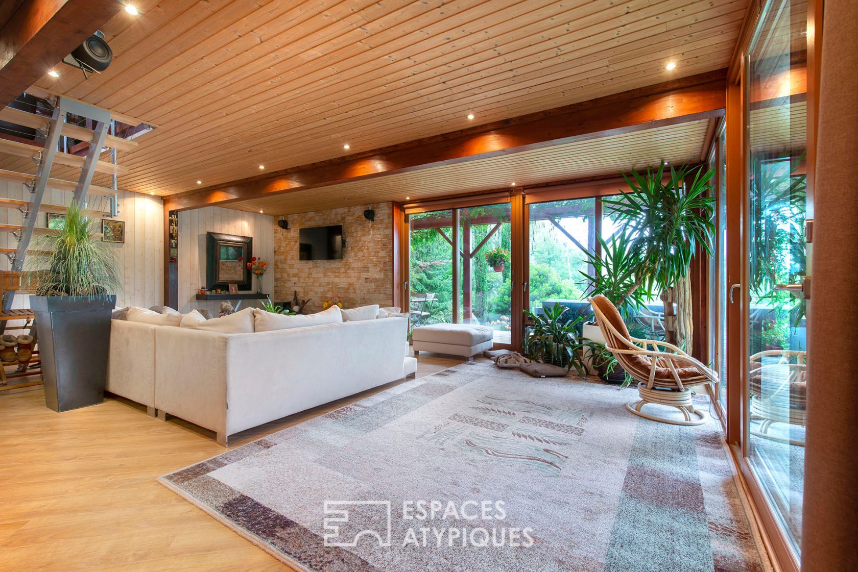Wooden frame house with breathtaking view of a lake