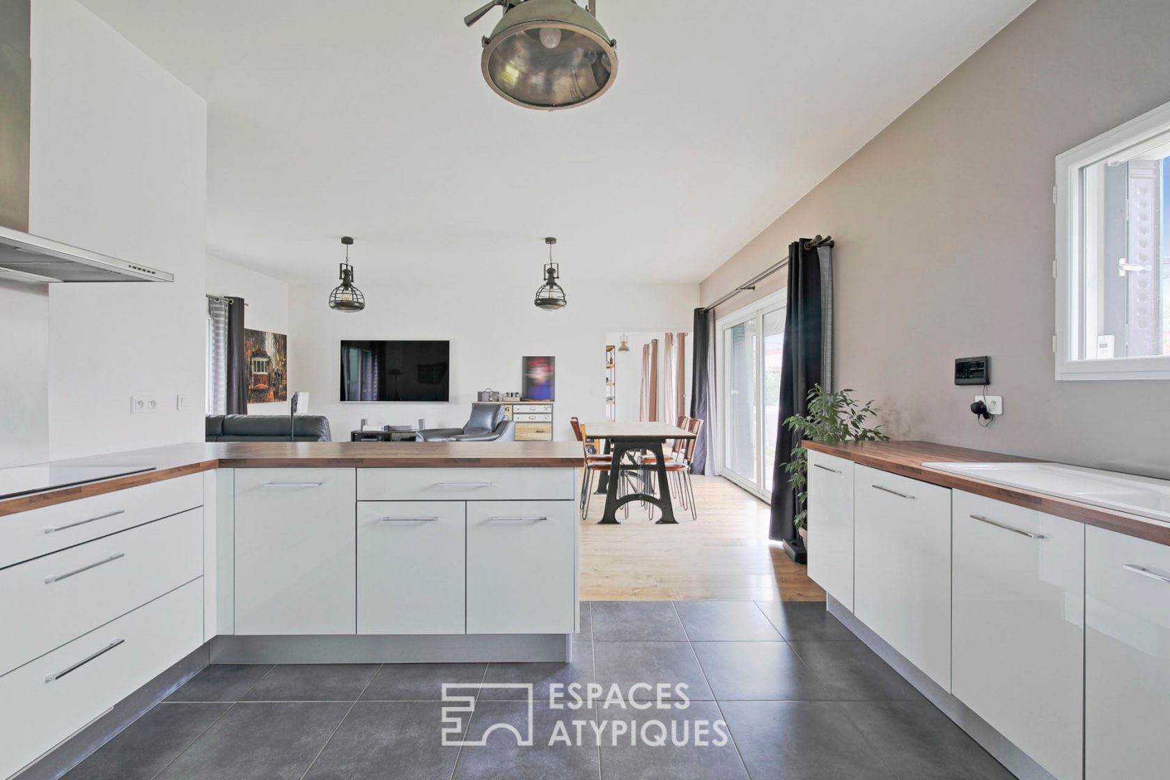 Contemporary loft style house with garden