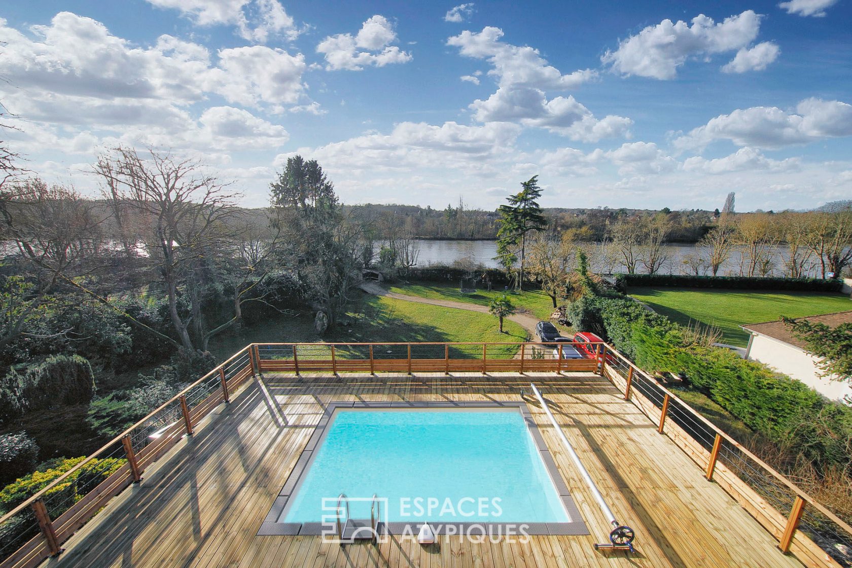 architect house with swimming pool and breathtaking view
