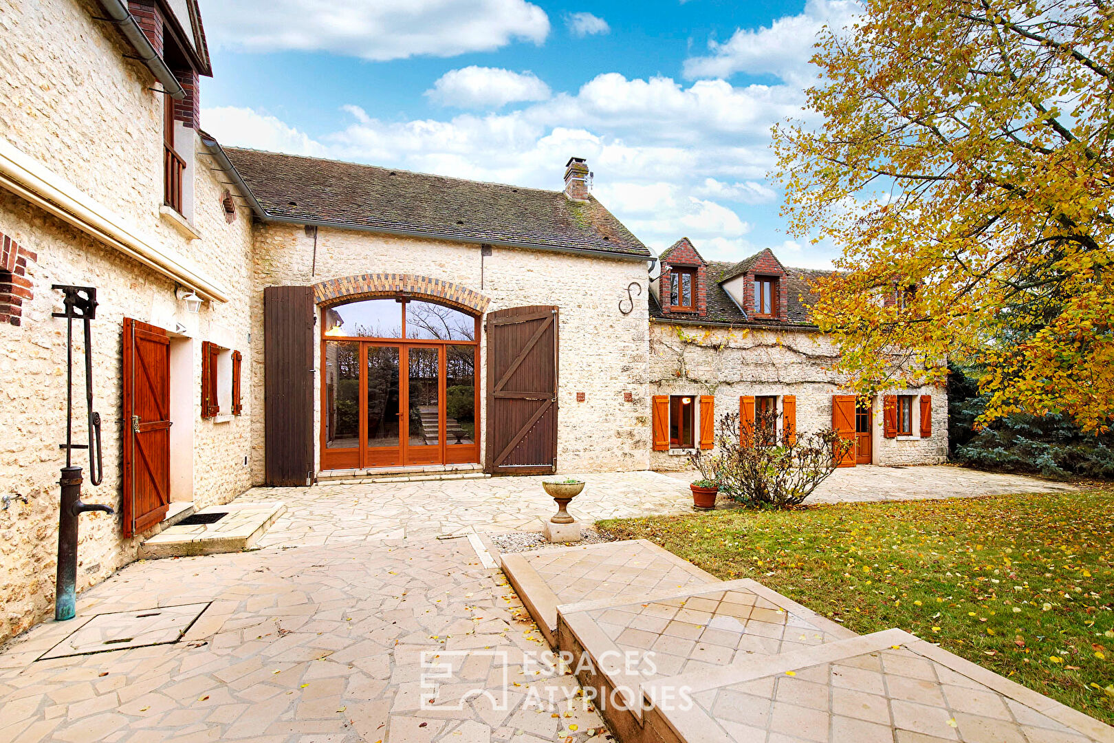 Old 18th century farmhouse with outbuilding and garden