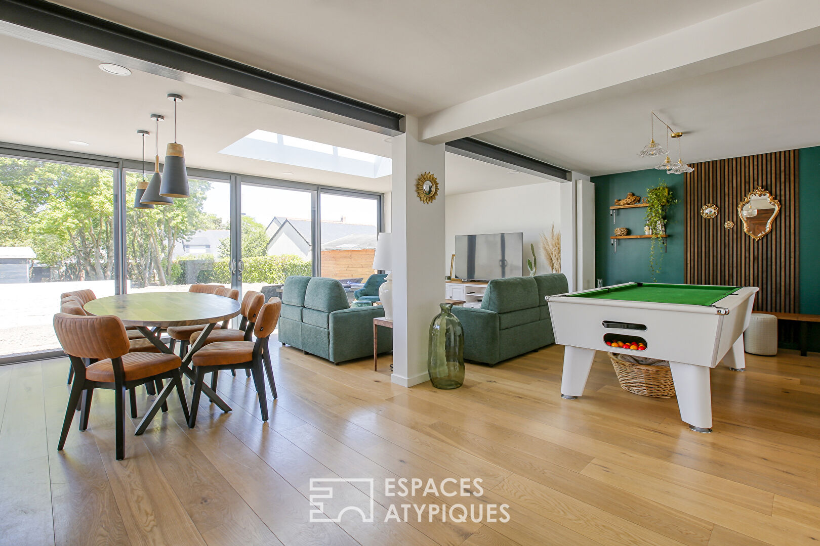 Modern house with swimming pool and large garden