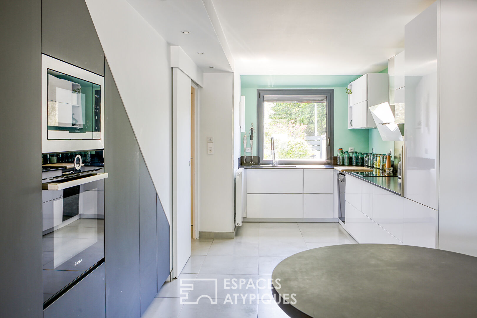 Modern house with swimming pool and large garden