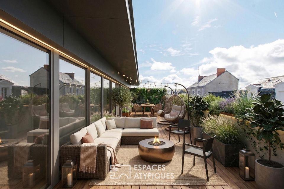 Appartement loft contemporain en dernier étage Place Lafayette, ascenceur, double stationnement, et terrasse de 50 m2