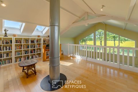 Maison contemporaine à ossature bois et dépendances normandes