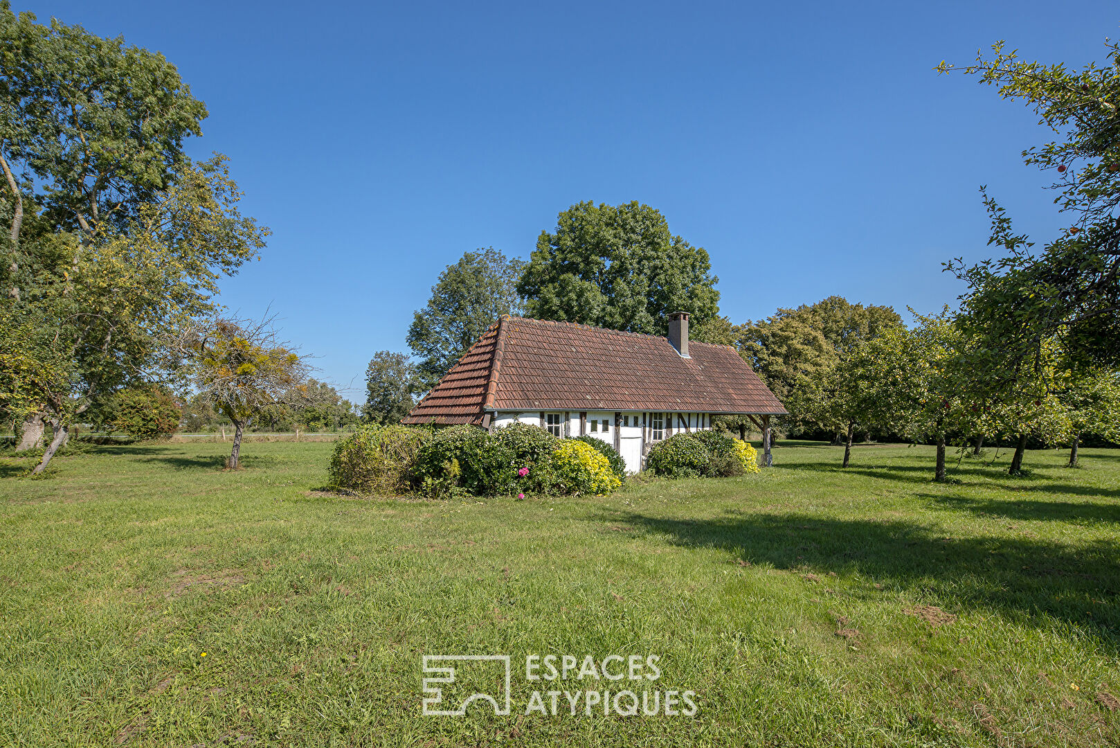 Renovated cottage on the banks of the Seine and its 3 outbuildings on its wooded park
