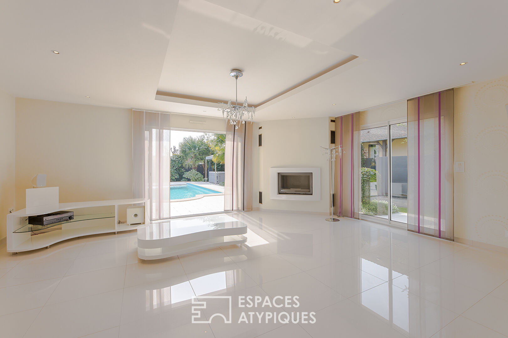 Contemporary house with swimming pool and outbuilding