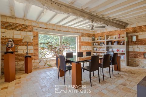 Thatched cottage from an old barn with swimming pool and outbuilding