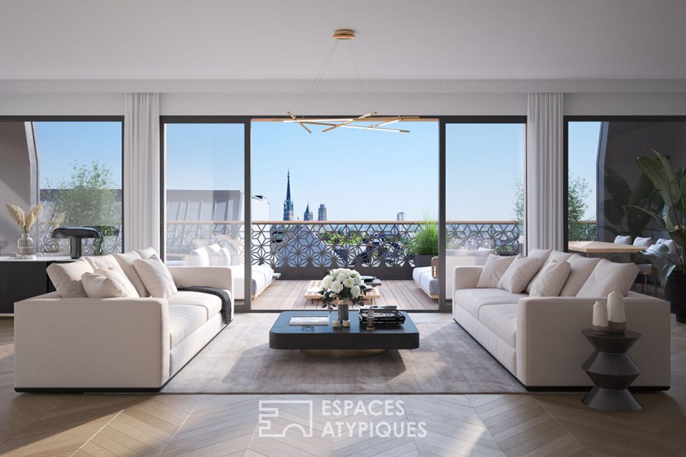 Duplex avec terrasse et vue panoramique sur Rouen proche gare