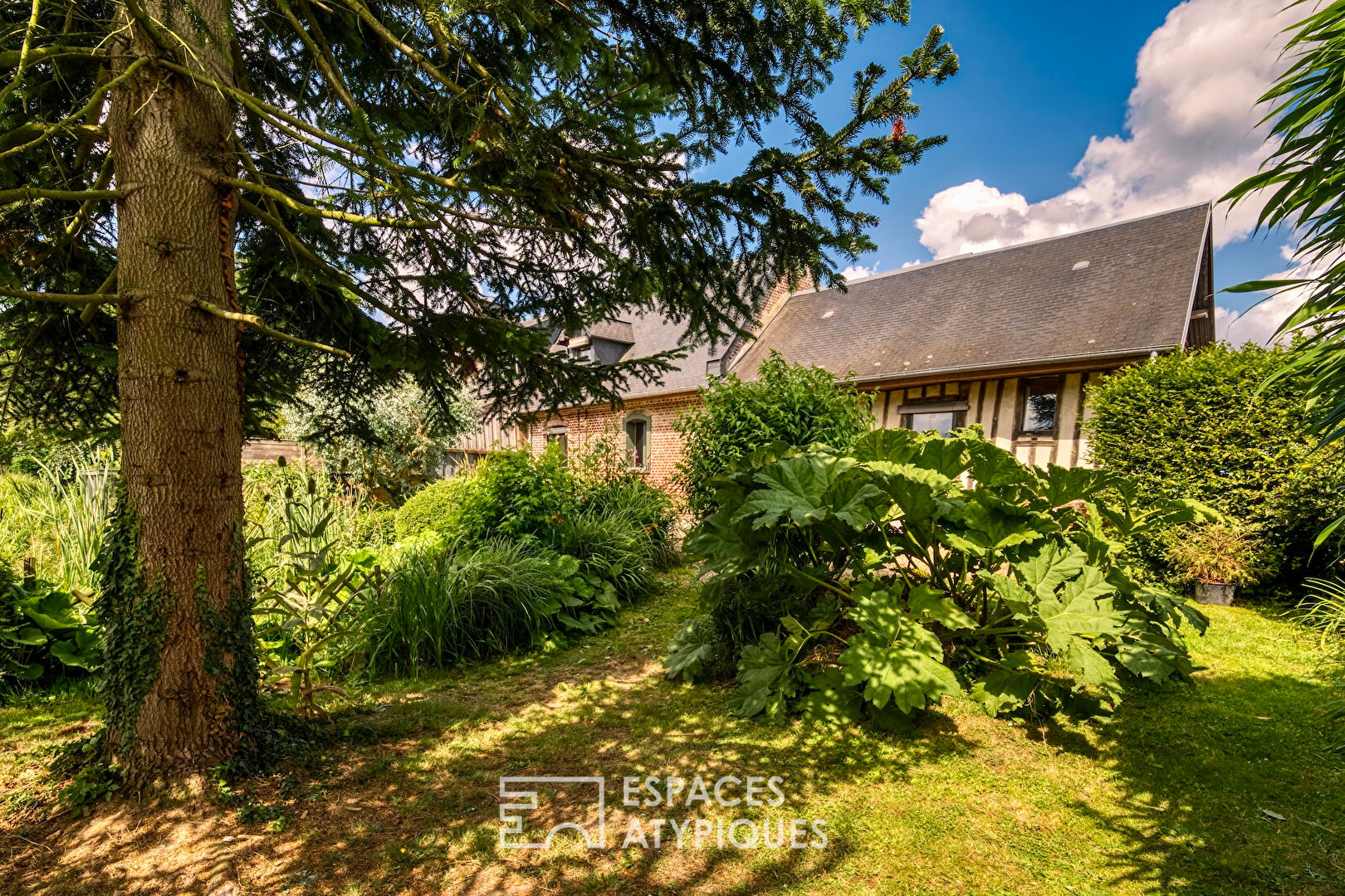 Ancienne étable restructurée avec terrasse sur pilotis et gîte attenant
