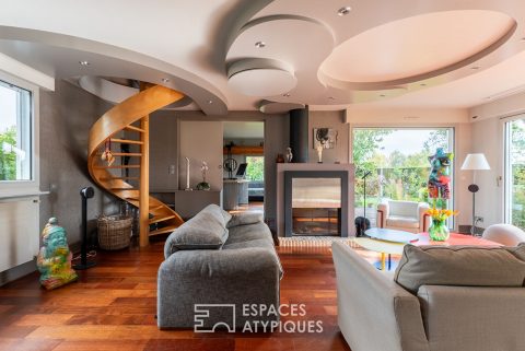 Contemporary Wooden Villa with Heated Pool and Panoramic Golf View