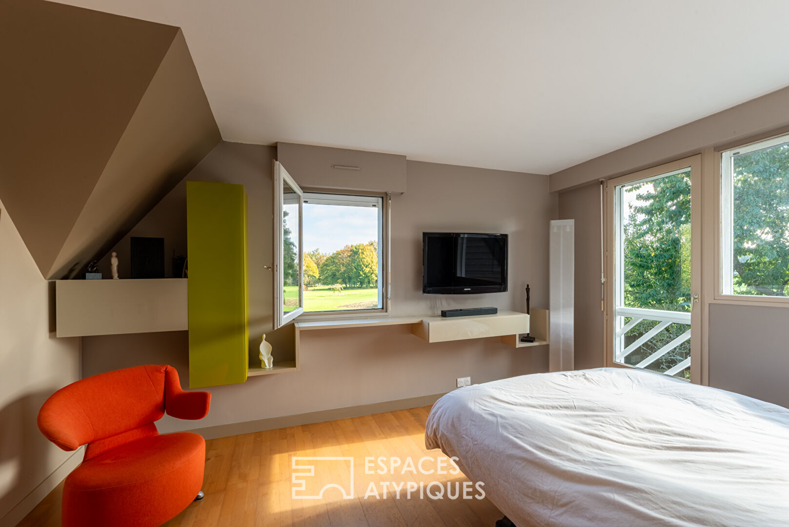 Contemporary Wooden Villa with Heated Pool and Panoramic Golf View