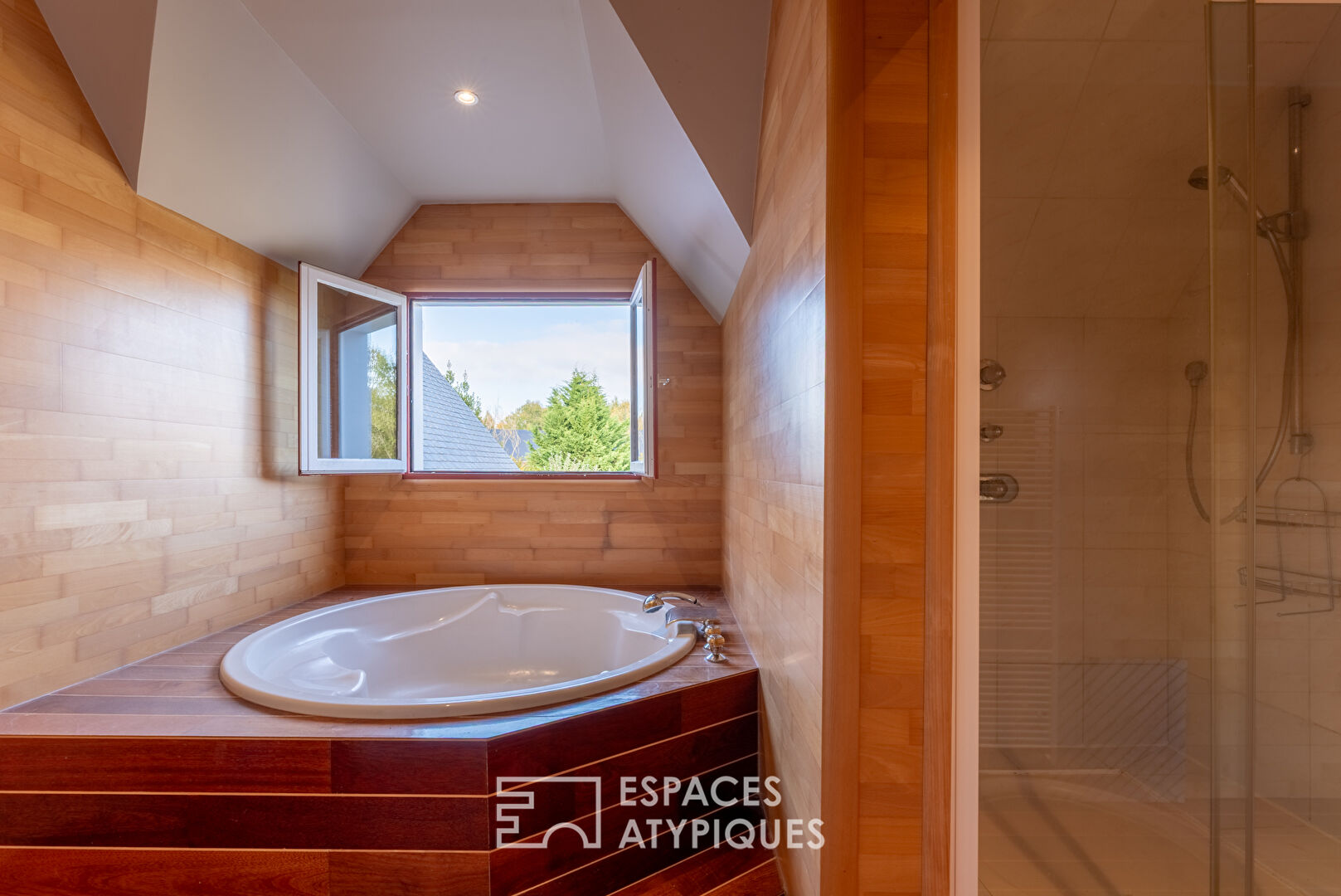 Contemporary Wooden Villa with Heated Pool and Panoramic Golf View