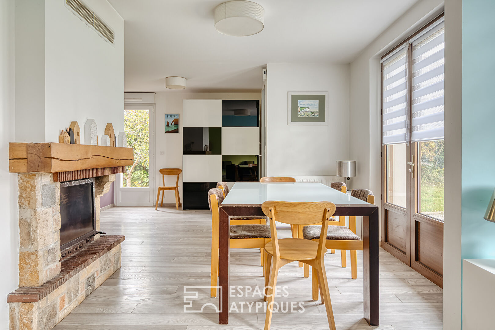 Single-story house with lake view