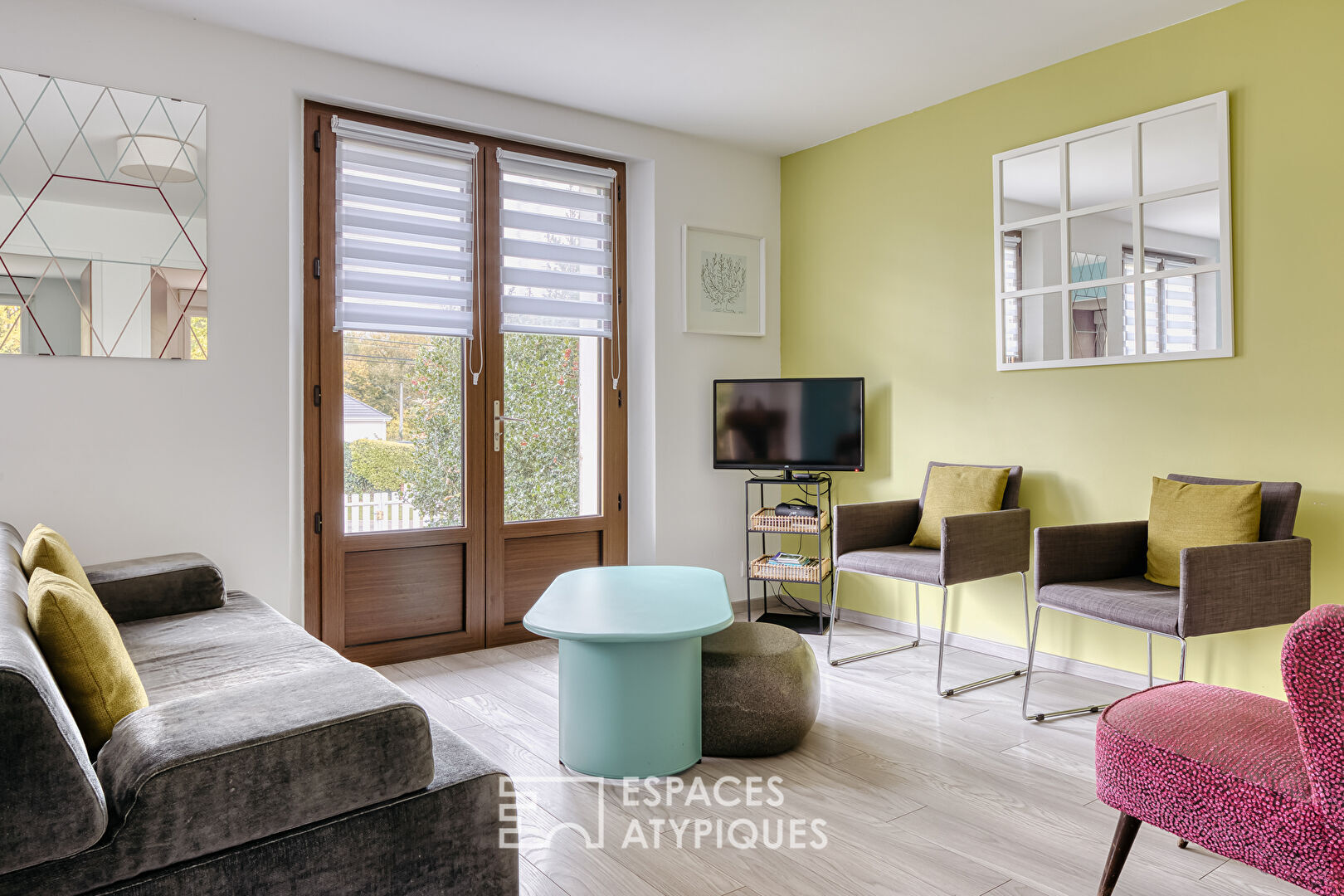 Single-story house with lake view