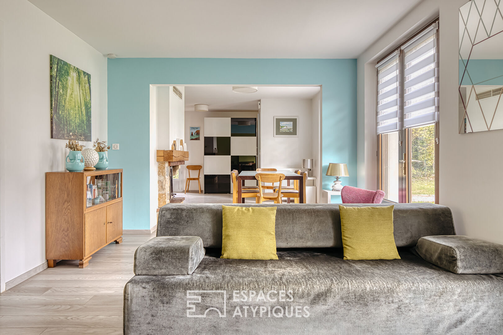 Single-story house with lake view