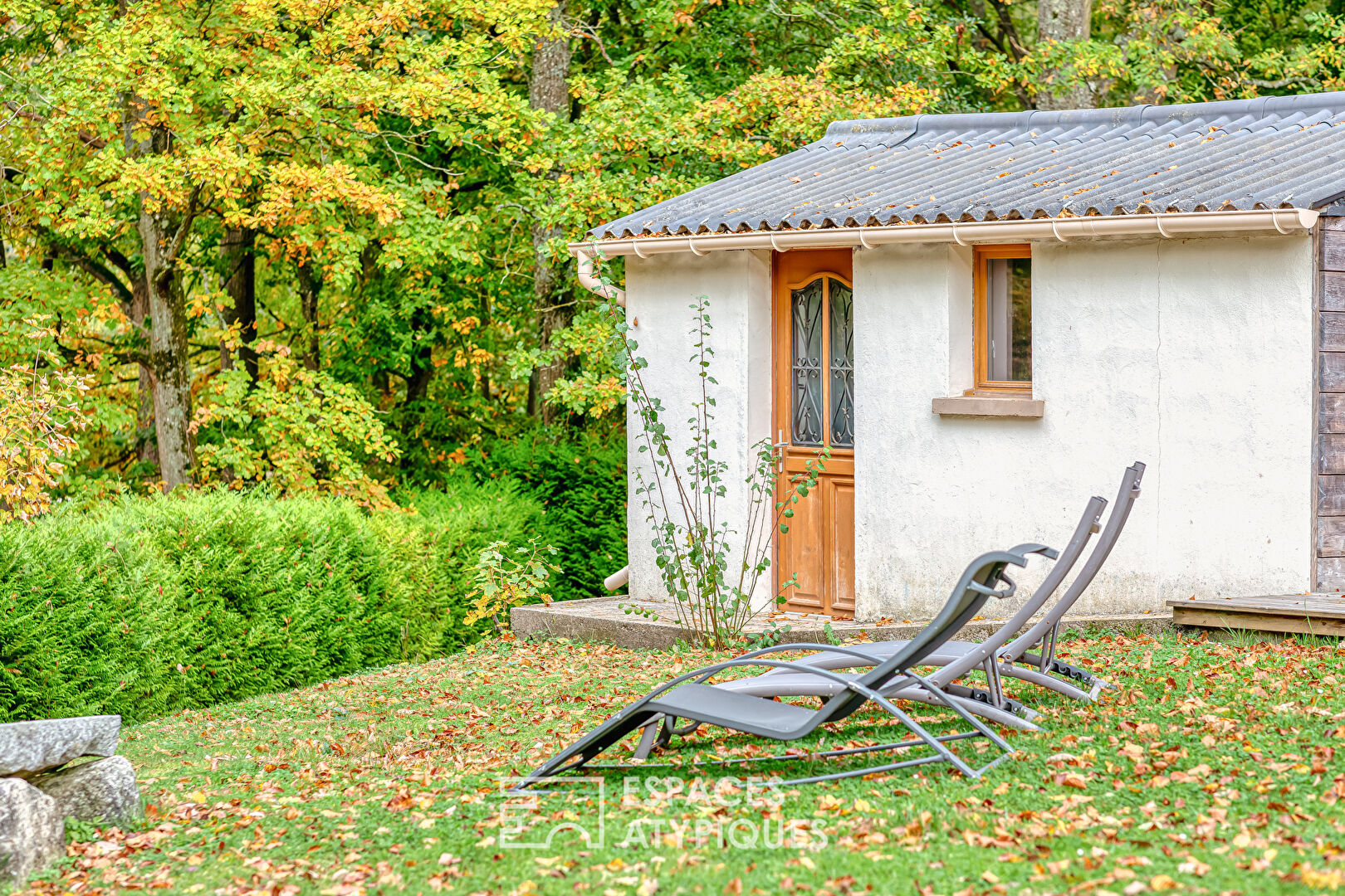 Single-story house with lake view