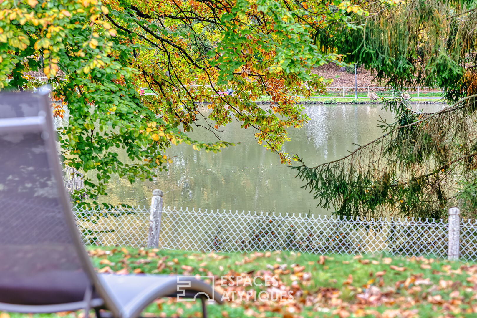 Single-story house with lake view