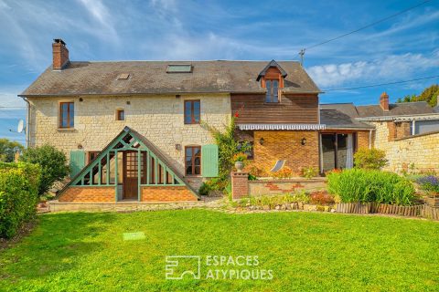 Stone village house with garden from a former business
