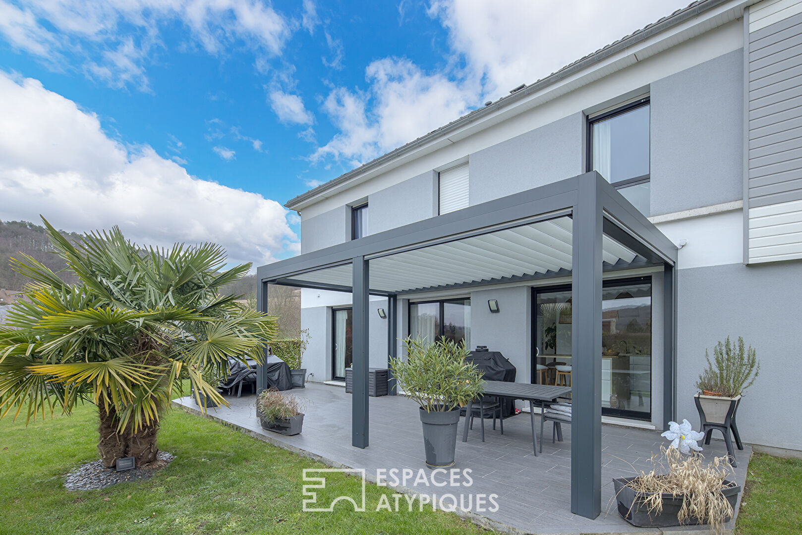 Modern house at the edge of the city
