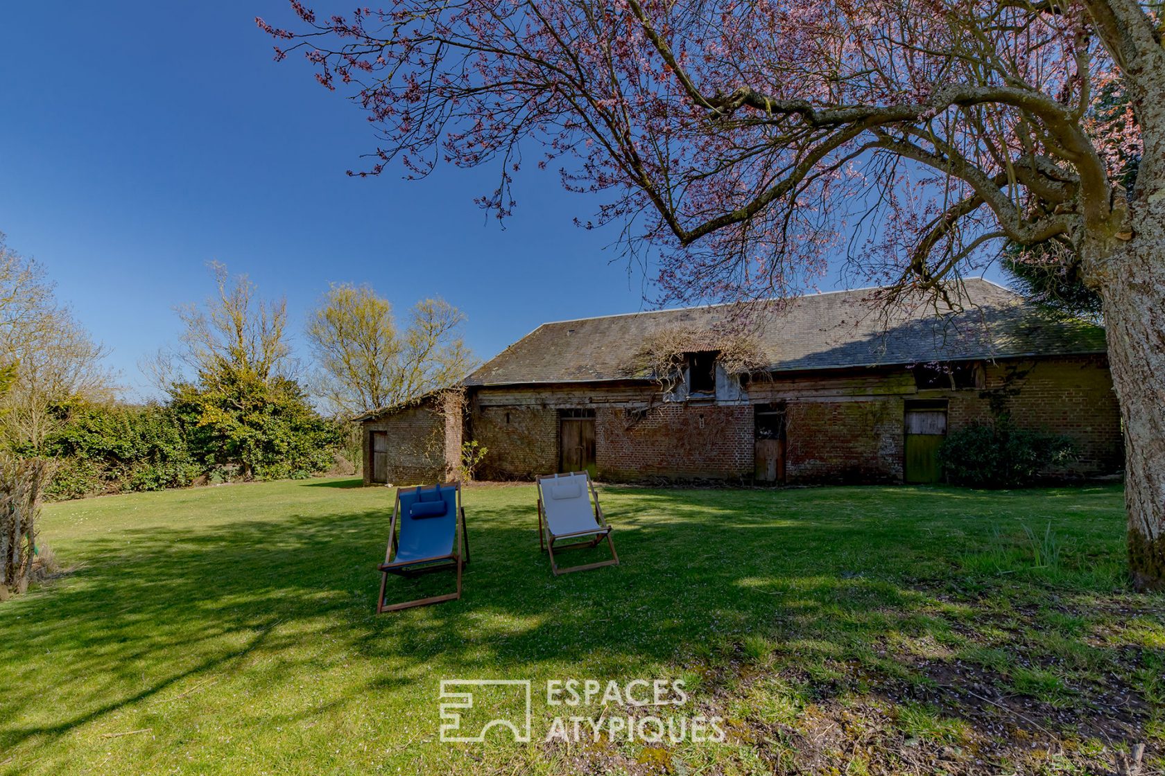 Revisited farmhouse with architect’s extension and view of the Normandy countryside