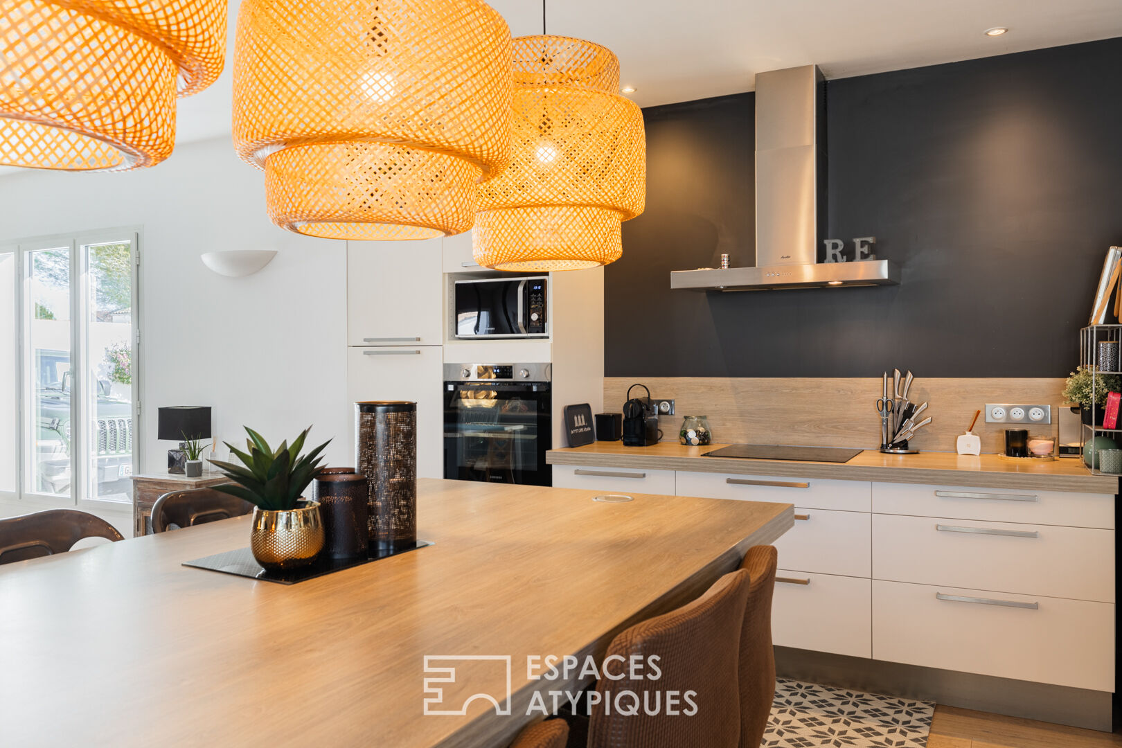 Contemporary setting bathed in light