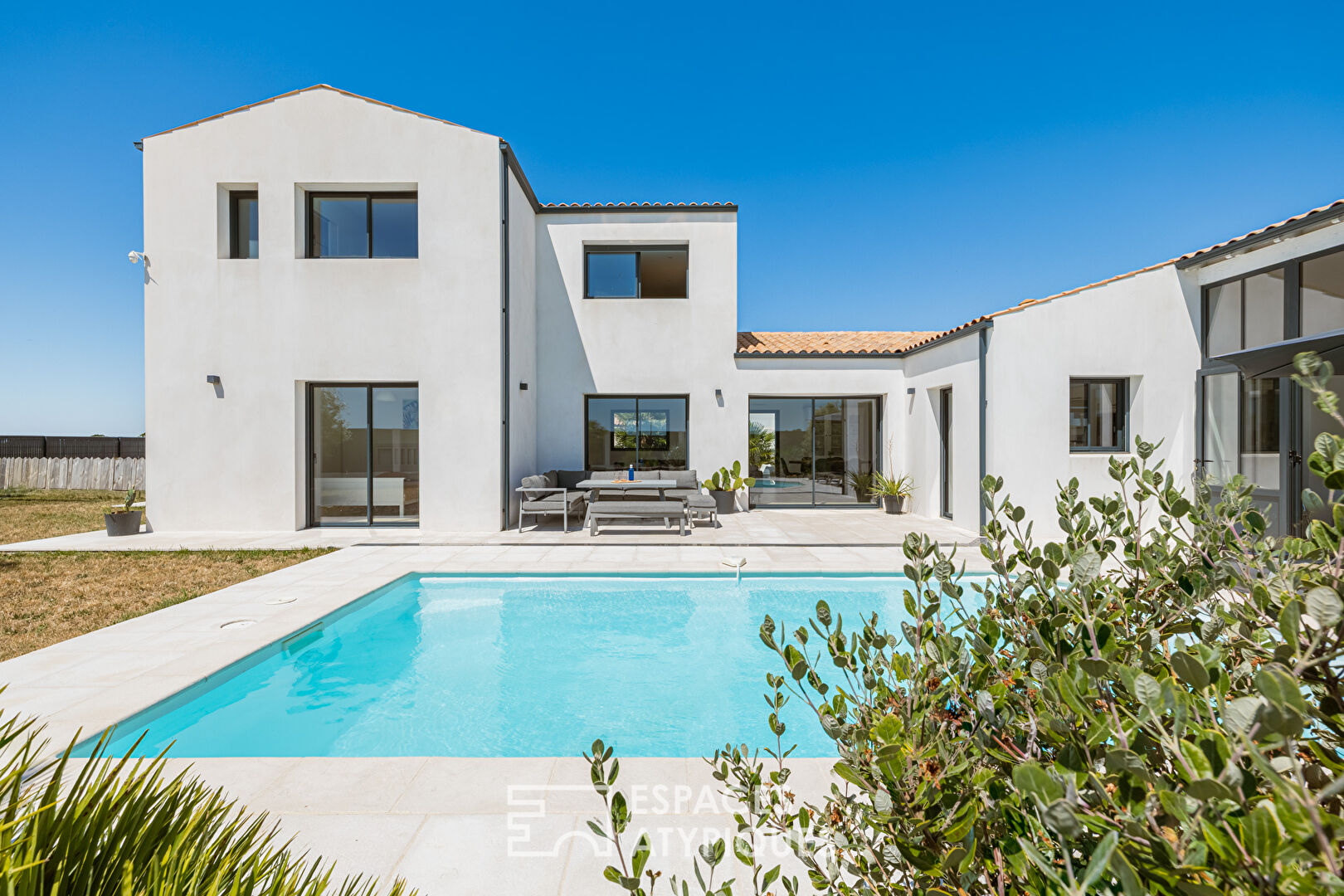 Contemporary with clean lines in a peaceful setting