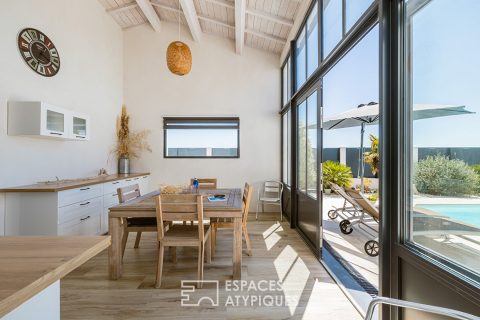Contemporary with clean lines in a peaceful setting