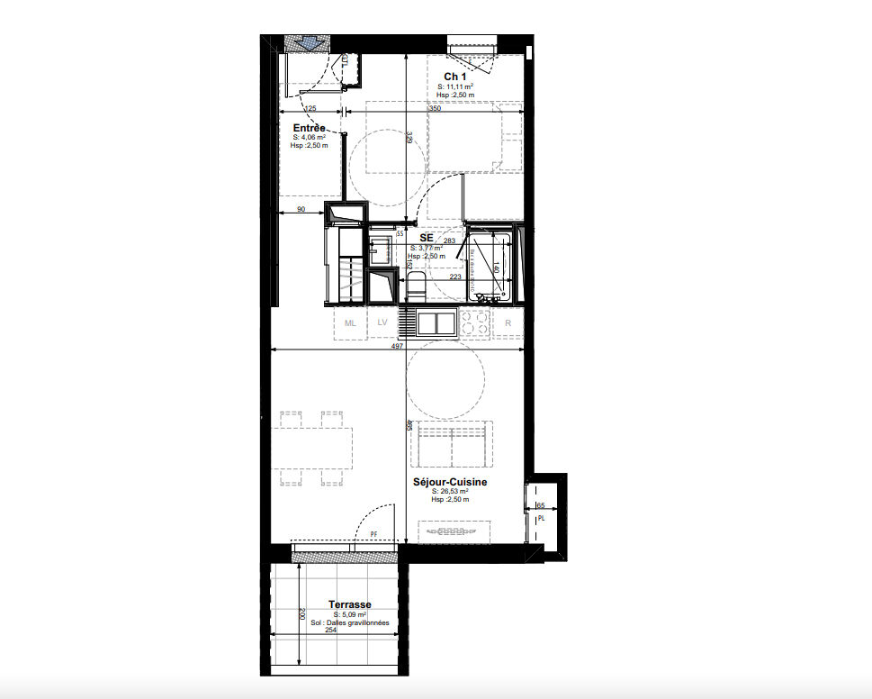 Confortable appartement de deux pièces avec extérieur