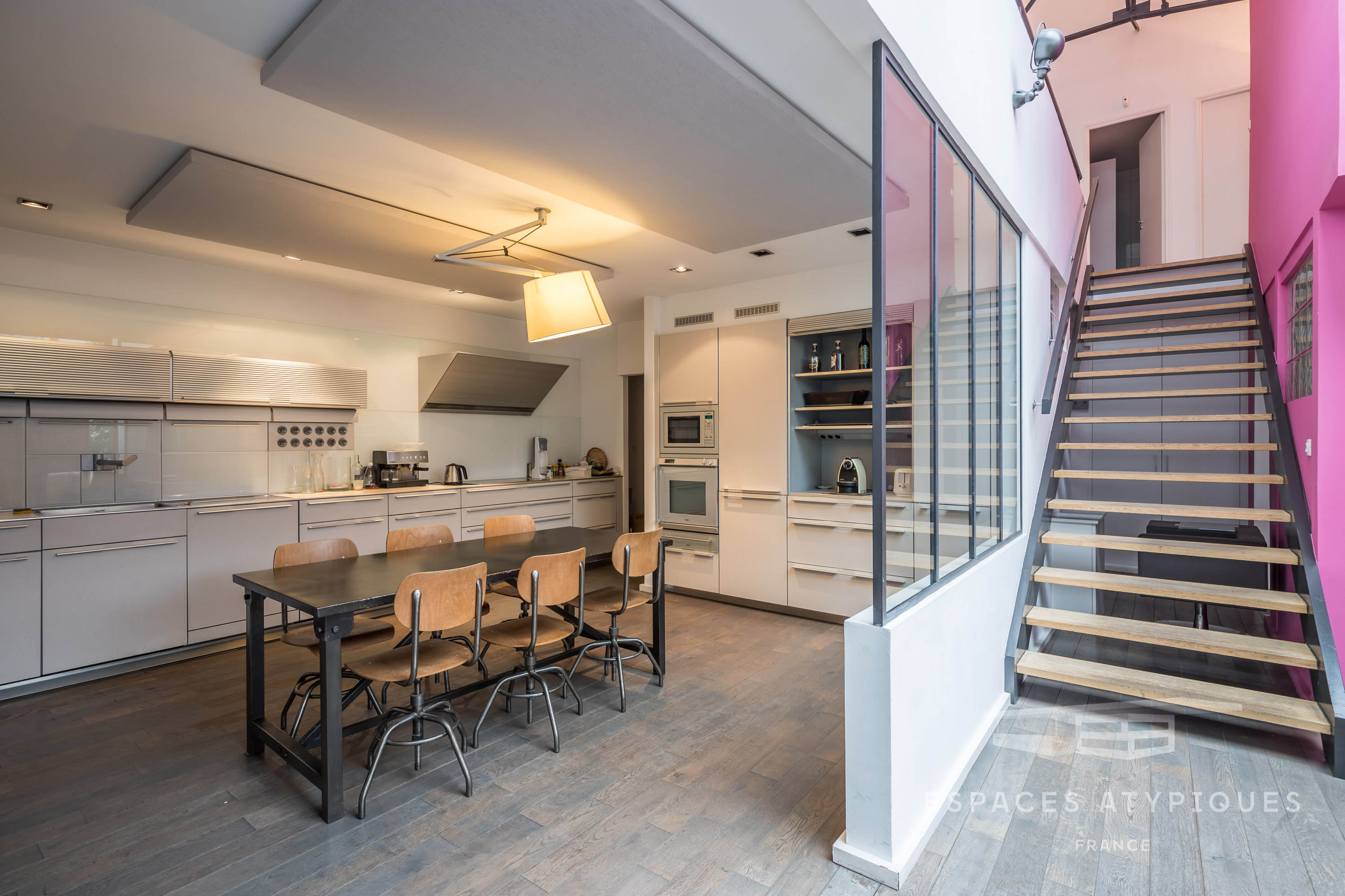 Family loft in an old hangar with roof terrace