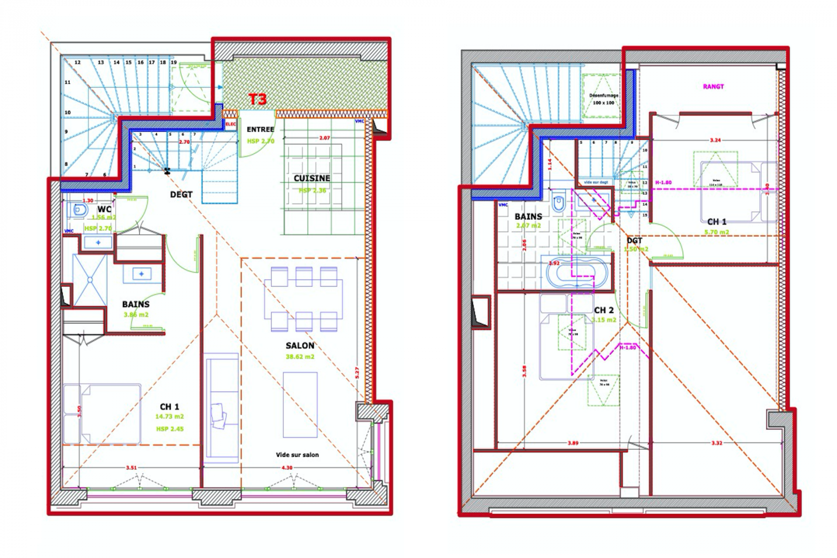 Dernier étage en duplex (Lot 13)