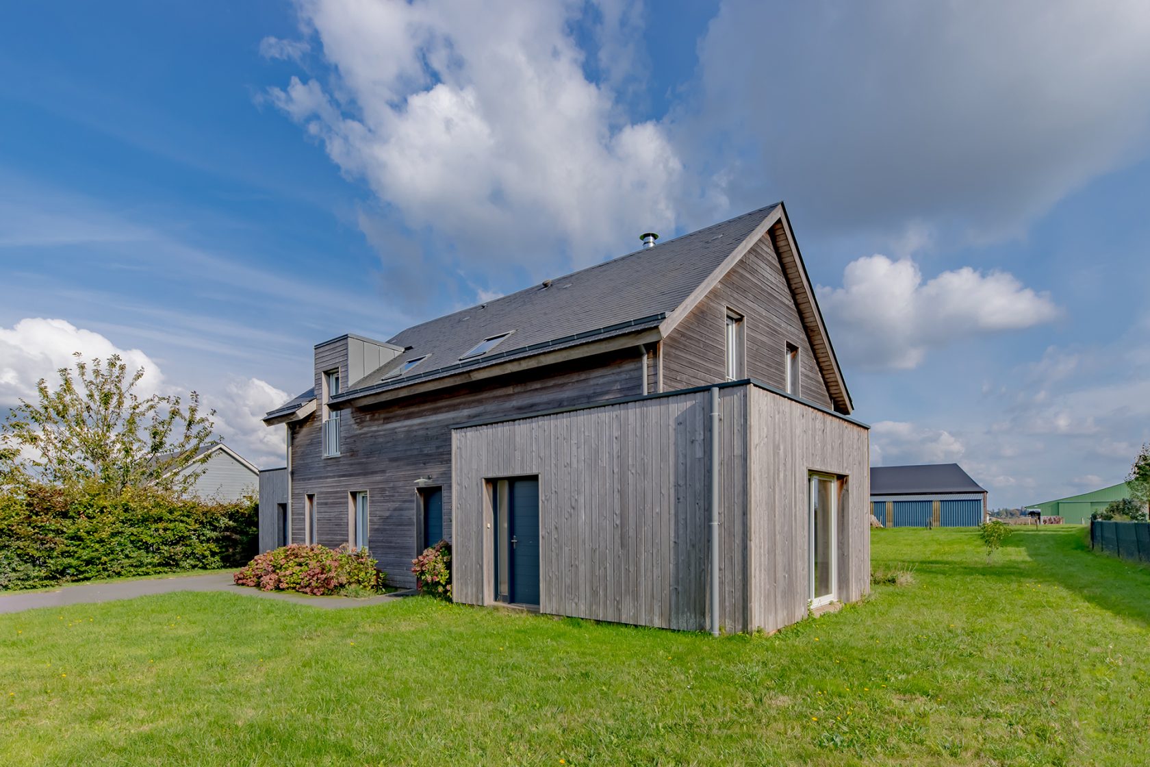Contemporary wooden frame house