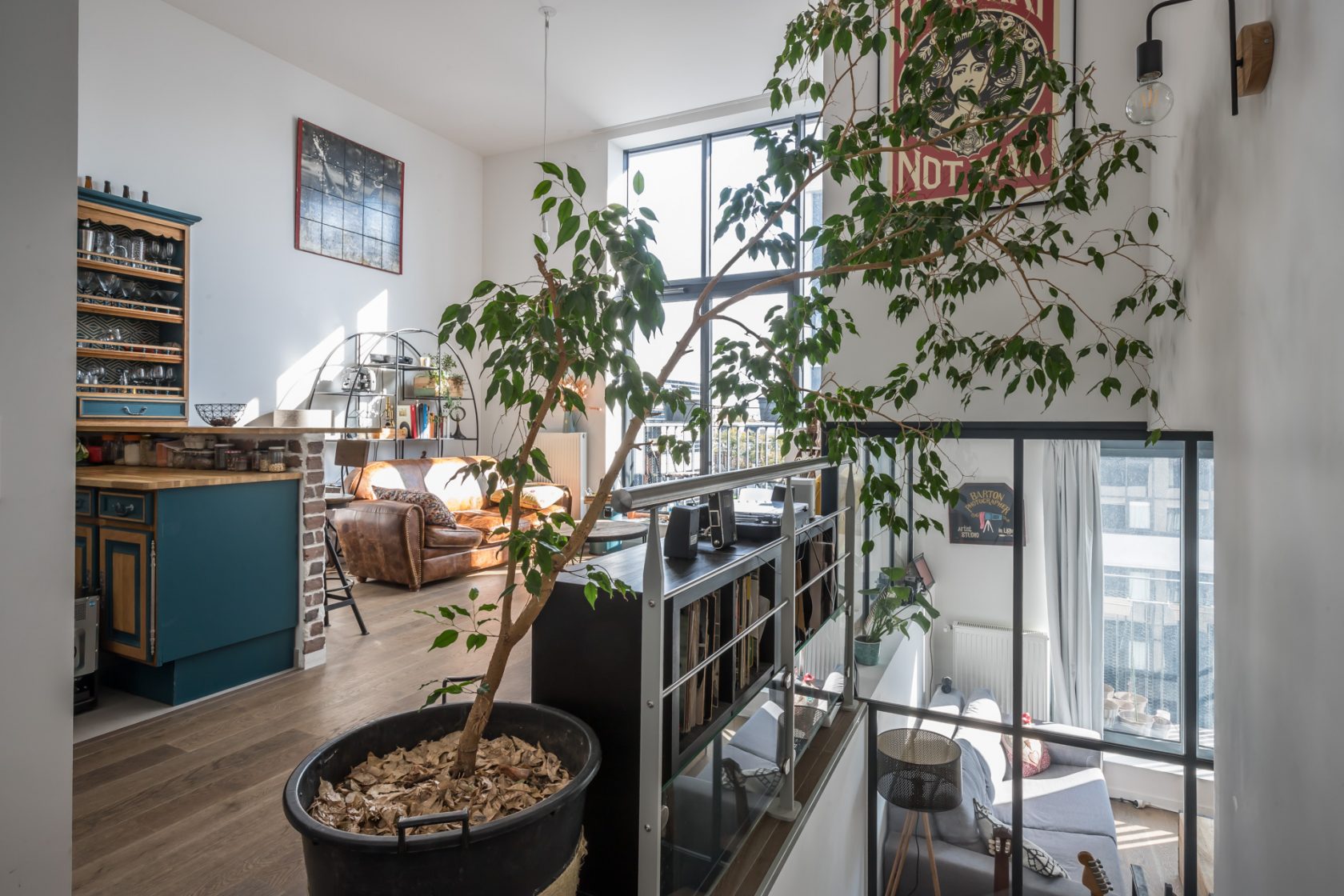 Duplex with glass roofs and balconies