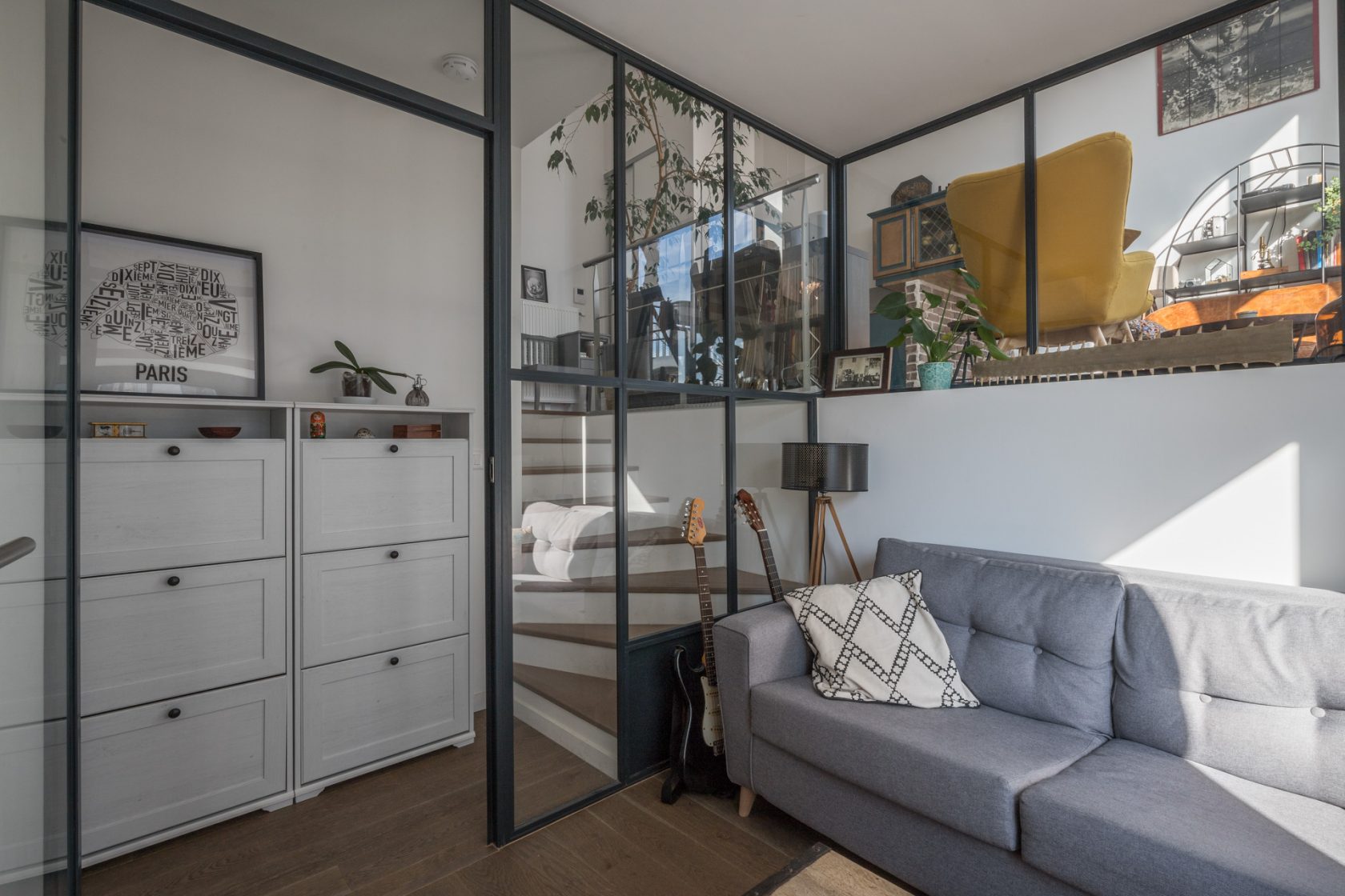 Duplex with glass roofs and balconies