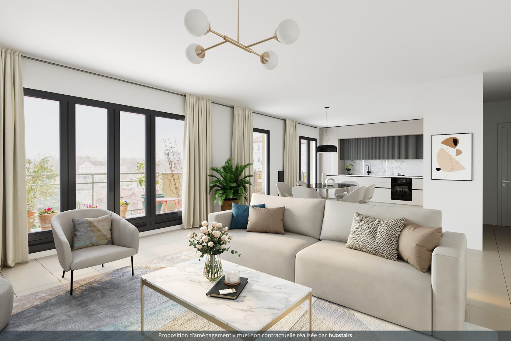 Appartement avec terrasse et vue sur le parc Blandan