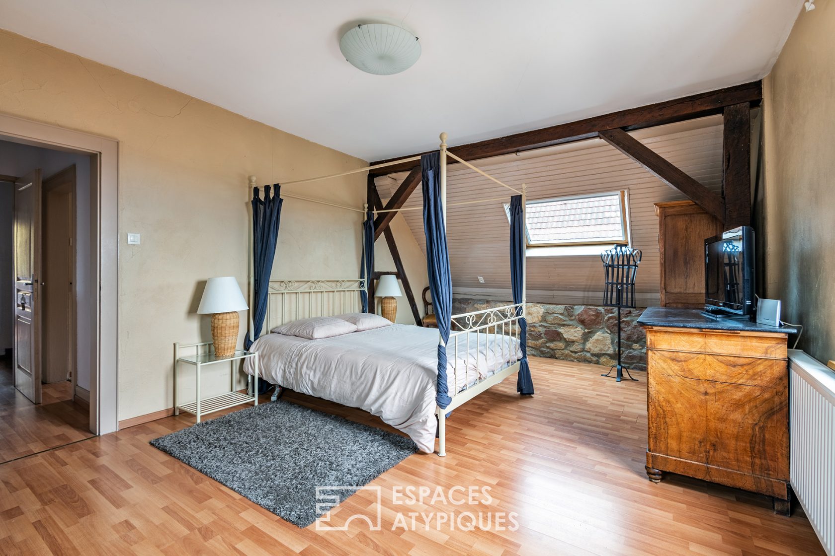 Renovated farmhouse and its guest rooms
