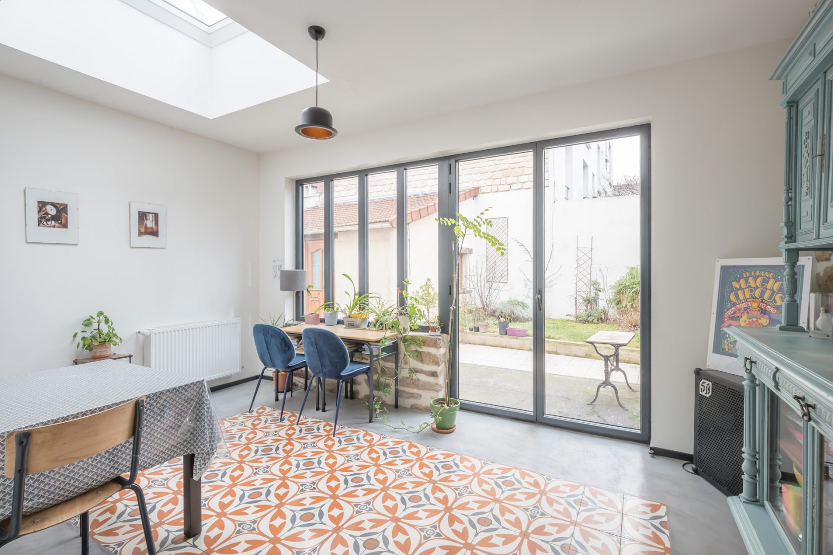 House with contemporary extension and garden