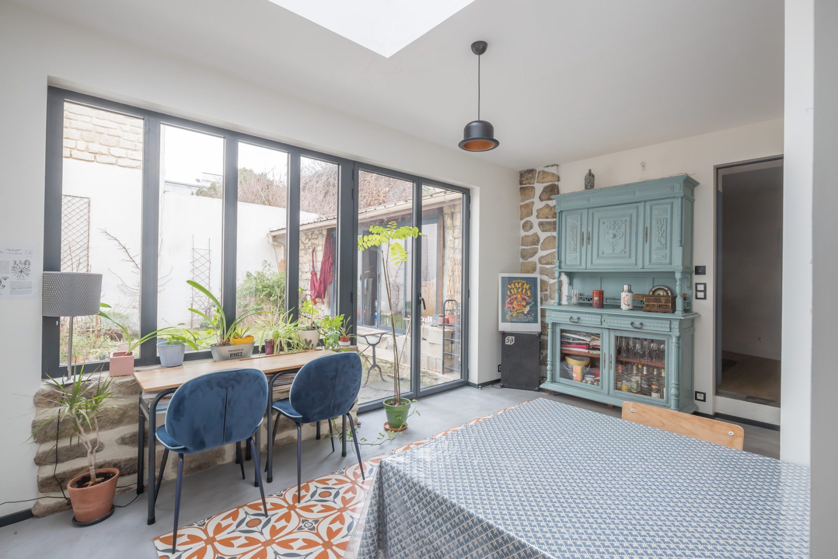 House with contemporary extension and garden