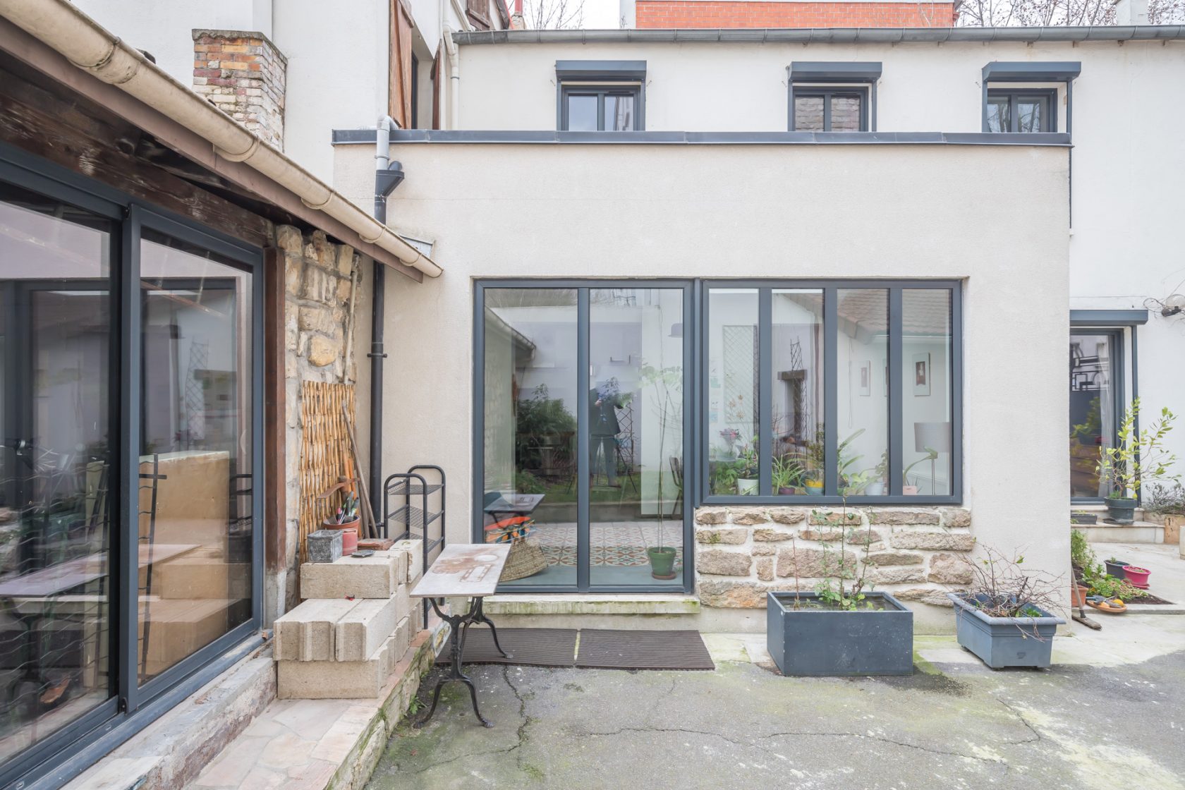 House with contemporary extension and garden