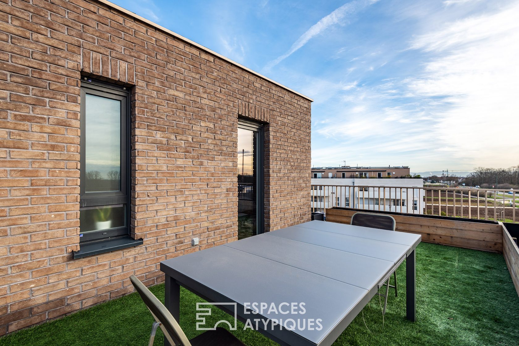 Contemporary attic and its terrace