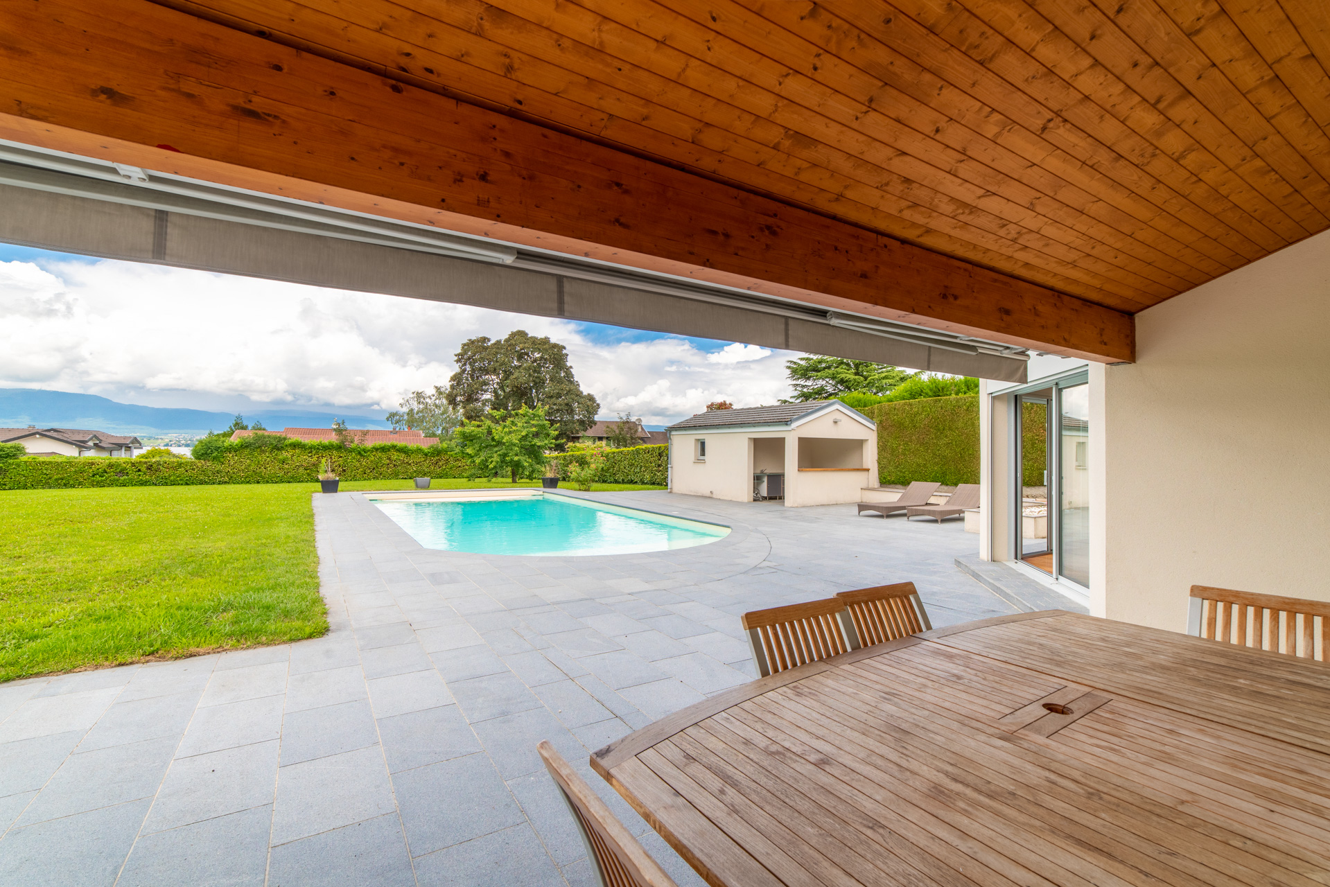 Modern villa with multi-panel roof